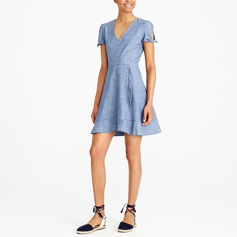 JCREW factory chambray faux wrap dress